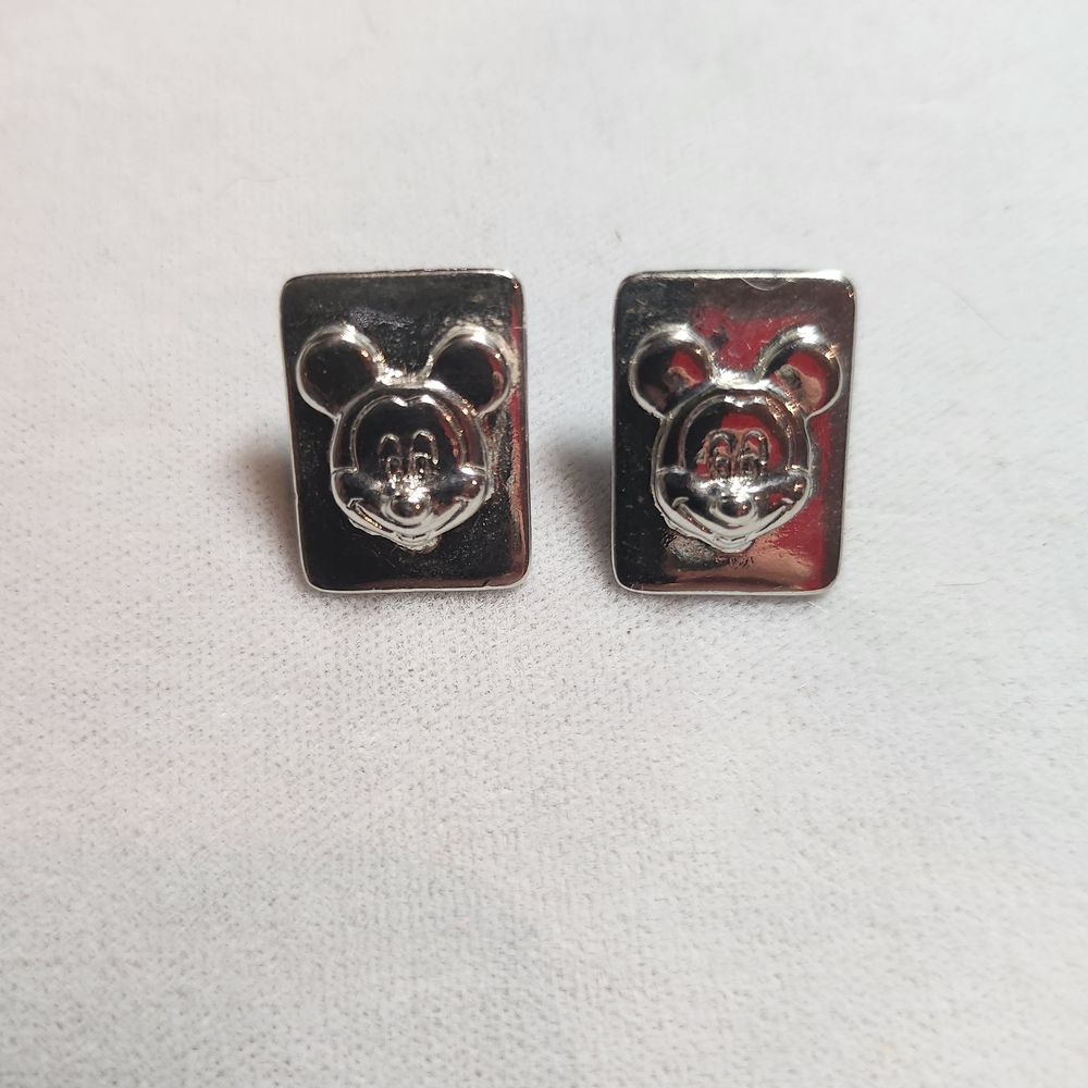 Disney Silver Mickey Mouse Rectangular Earrings